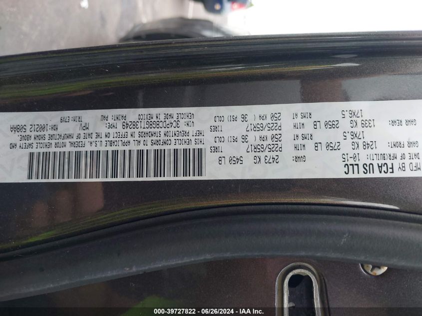 2016 Dodge Journey Sxt VIN: 3C4PDCBG8GT138249 Lot: 39727822