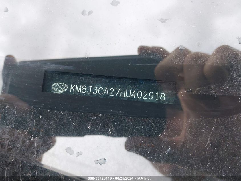 2017 Hyundai Tucson Sport VIN: KM8J3CA27HU402918 Lot: 39728119