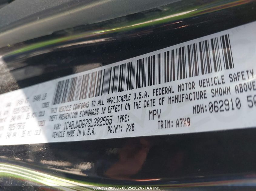 2016 Jeep Wrangler Unlimited Sport VIN: 1C4BJWDG7GL302555 Lot: 39728268