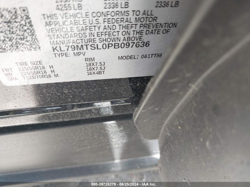 2023 Chevrolet Trailblazer Rs VIN: KL79MTSL0PB097636 Lot: 39728279