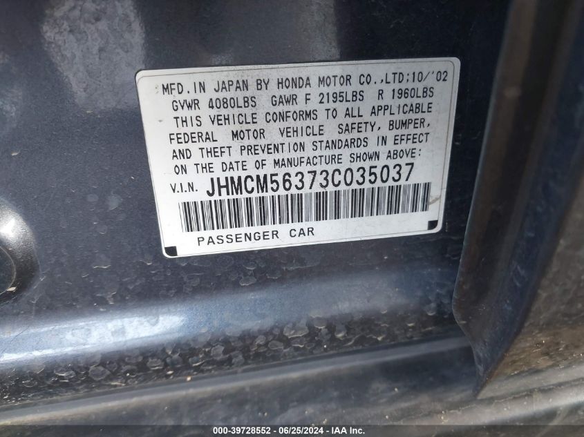 JHMCM56373C035037 2003 Honda Accord 2.4 Lx