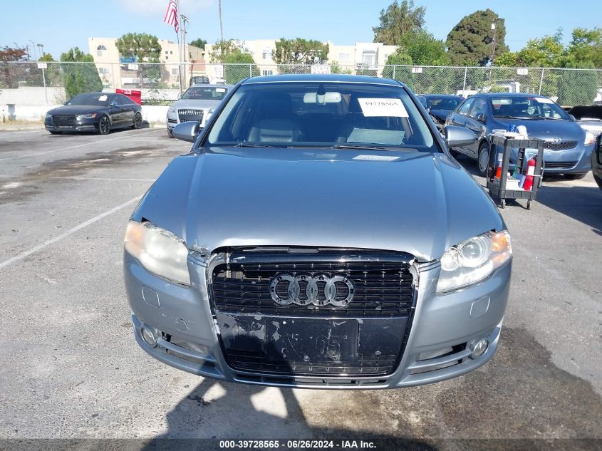 2007 Audi A4 2.0T Quattro VIN: WAUDF78E57A012851 Lot: 39728565