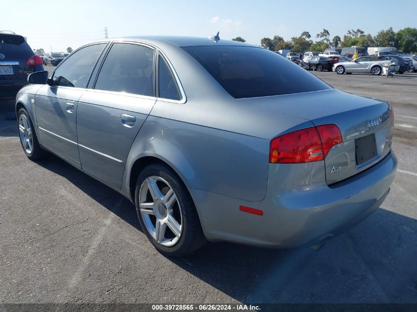 2007 Audi A4 2.0T Quattro VIN: WAUDF78E57A012851 Lot: 39728565