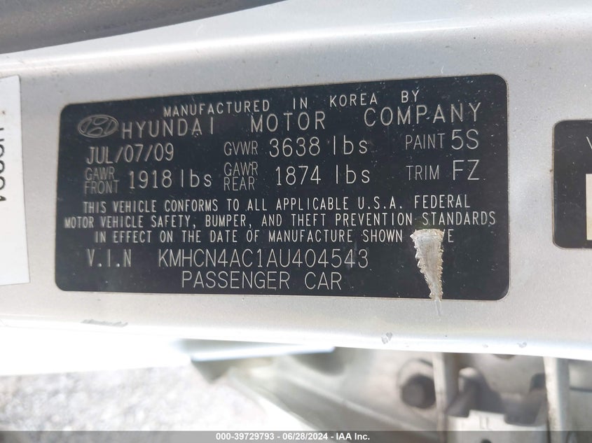 2010 Hyundai Accent Gls VIN: KMHCN4AC1AU404543 Lot: 39729793