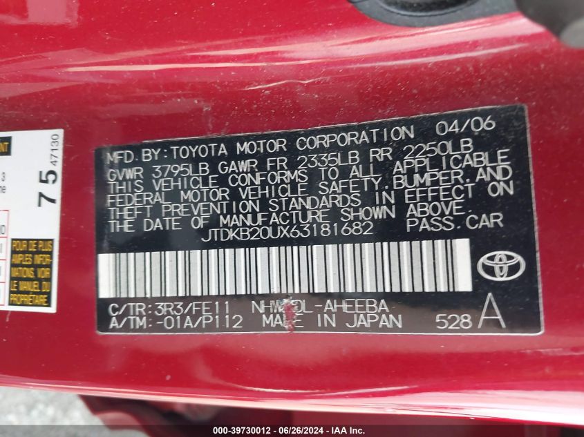 JTDKB20UX63181682 2006 Toyota Prius