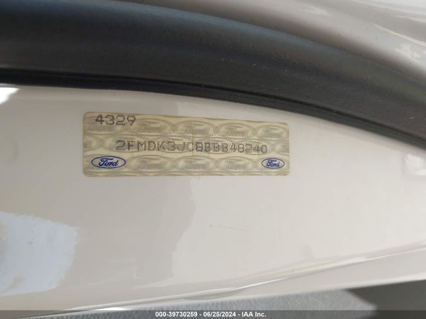 2011 Ford Edge Sel VIN: 2FMDK3JC8BBB48240 Lot: 39730259