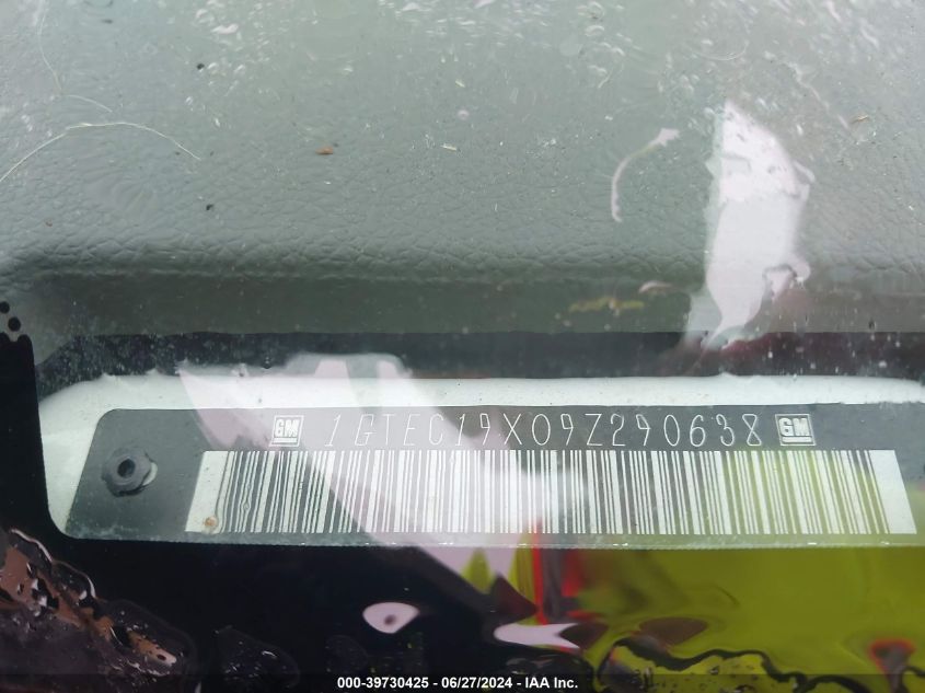 2009 GMC Sierra 1500 Work Truck VIN: 1GTEC19X09Z290638 Lot: 39730425