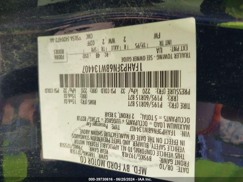 2011 Ford Focus Se VIN: 1FAHP3FN6BW134407 Lot: 39730616