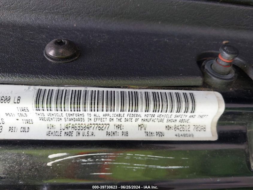 2004 Jeep Wrangler Rubicon VIN: 1J4FA69S04P776277 Lot: 39730623