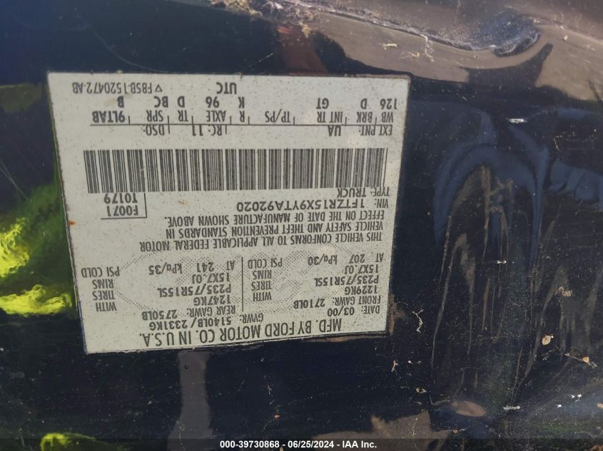 2000 Ford Ranger Xlt VIN: 1FTZR15X9YTA92020 Lot: 39730868