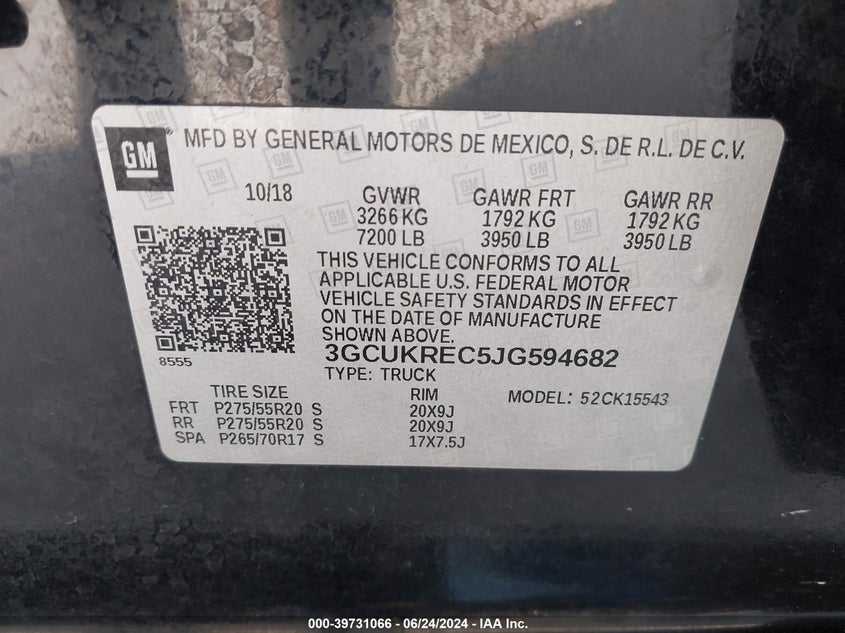 2018 CHEVROLET SILVERADO 1500 2LT - 3GCUKREC5JG594682