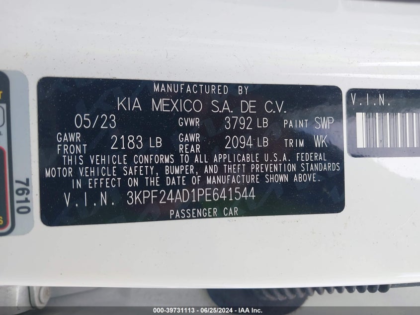 2023 KIA FORTE LX/LXS - 3KPF24AD1PE641544