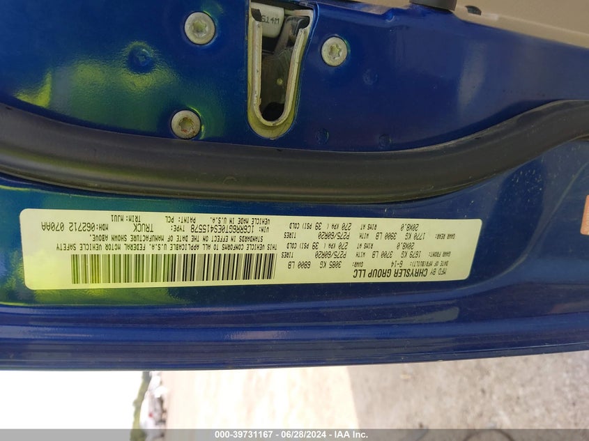 2014 Ram 1500 Slt VIN: 1C6RR6GT0ES415578 Lot: 39731167