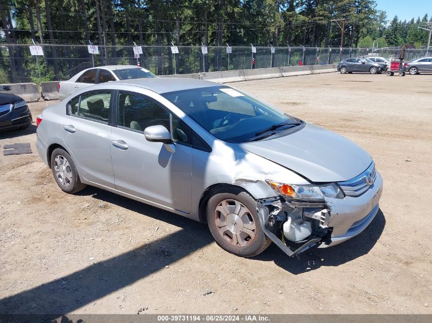 2012 Honda Civic Hybrid VIN: JHMFB4F39CS011440 Lot: 39731194