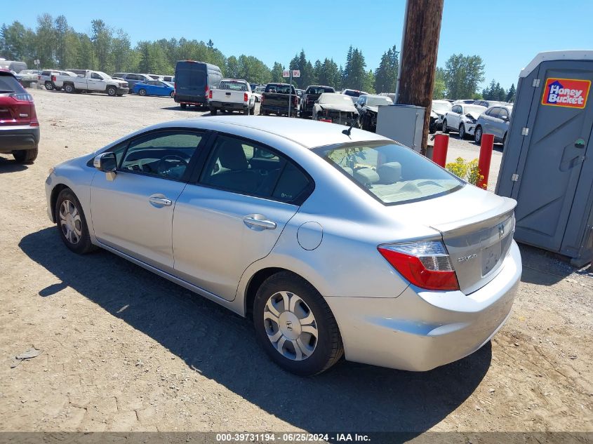 2012 Honda Civic Hybrid VIN: JHMFB4F39CS011440 Lot: 39731194