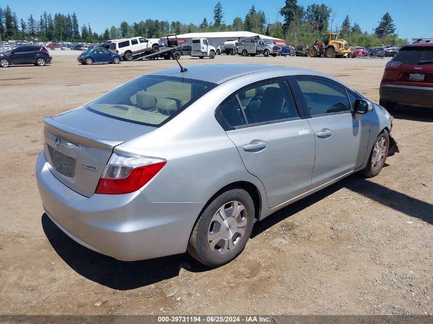 2012 Honda Civic Hybrid VIN: JHMFB4F39CS011440 Lot: 39731194