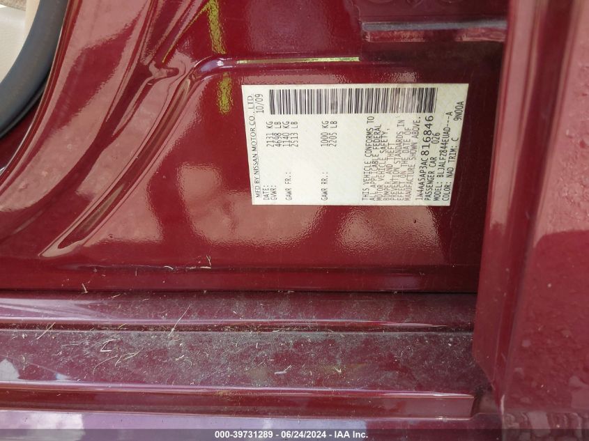 2010 Nissan Maxima 3.5 Sv VIN: 1N4AA5AP3AC816846 Lot: 39731289