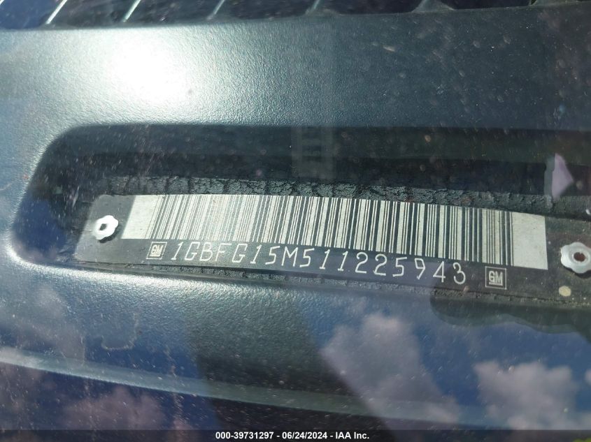 2001 Chevrolet Express Upfitter VIN: 1GBFG15M511225943 Lot: 39731297