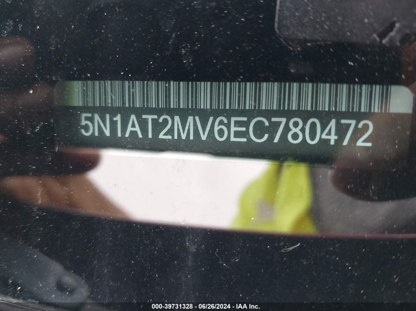2014 Nissan Rogue S/Sl/Sv VIN: 5N1AT2MV6EC780472 Lot: 39731328