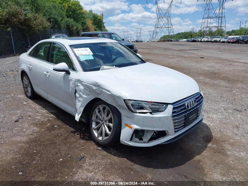 2019 Audi A4 45 Premium VIN: WAUDNAF43KN018482 Lot: 39731366