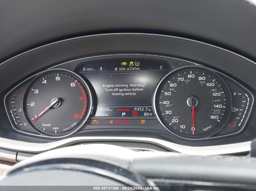 2019 Audi A4 45 Premium VIN: WAUDNAF43KN018482 Lot: 39731366