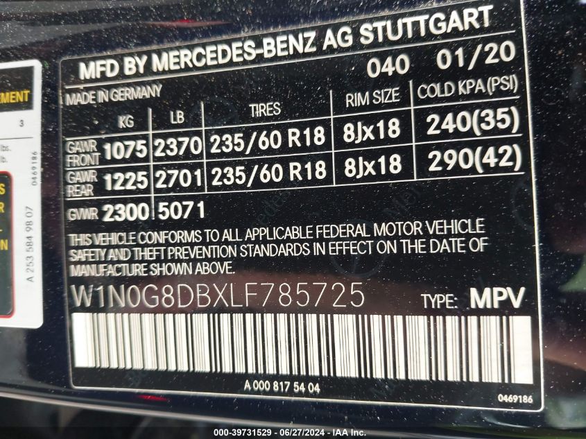 2020 MERCEDES-BENZ GLC 300 - W1N0G8DBXLF785725