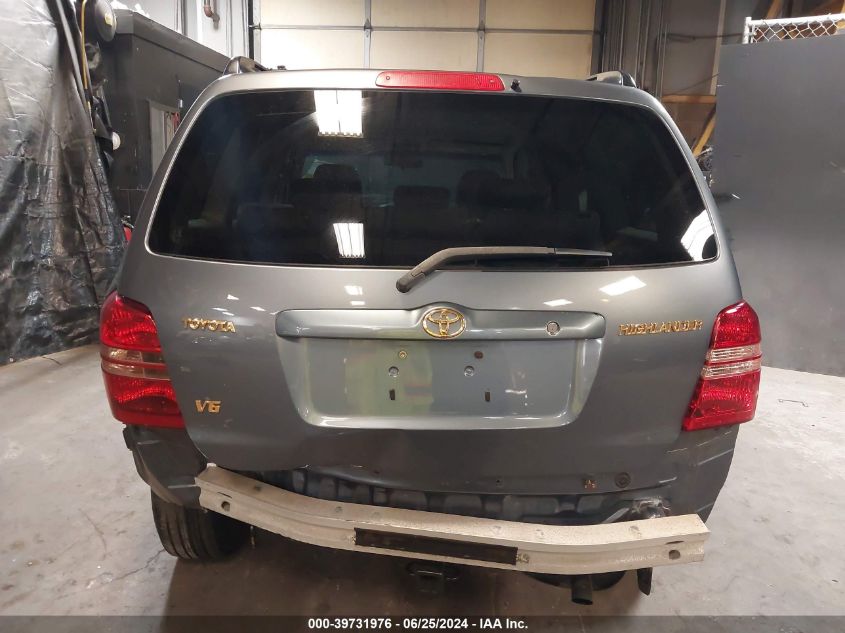 2001 Toyota Highlander V6 VIN: JTEGF21A410019552 Lot: 39731976