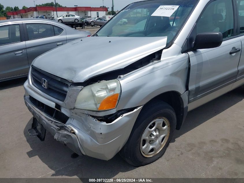 2005 Honda Pilot Lx VIN: 2HKYF18185H568513 Lot: 39732228