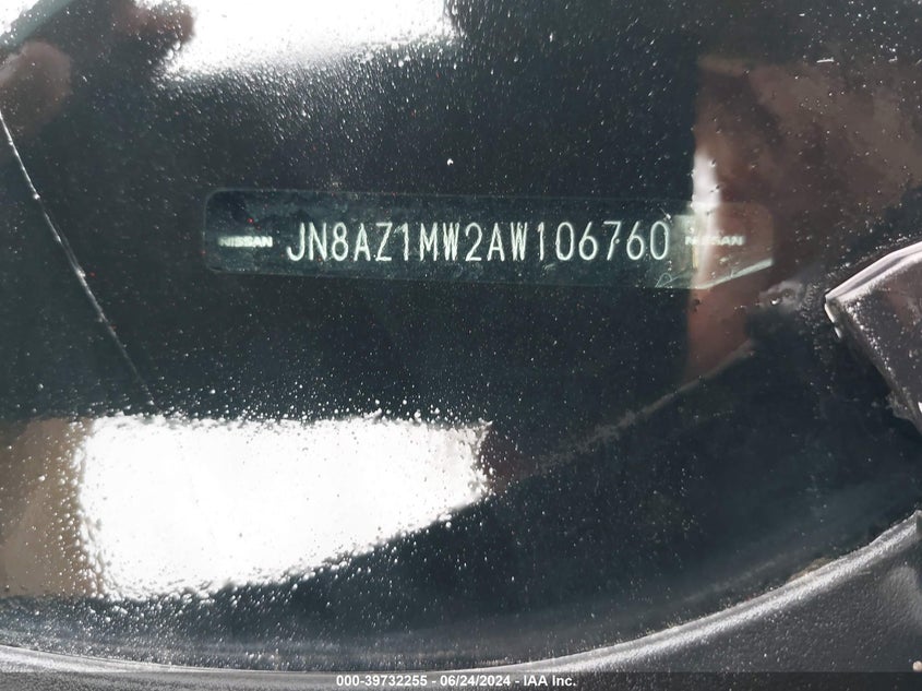 2010 Nissan Murano Sl VIN: JN8AZ1MW2AW106760 Lot: 39732255