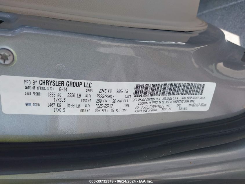 2014 Chrysler Town & Country Touring-L VIN: 2C4RC1CG9ER449526 Lot: 39732379