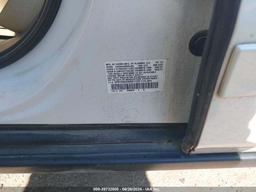 2014 Acura Mdx VIN: 5FRYD3H24EB011332 Lot: 39732805