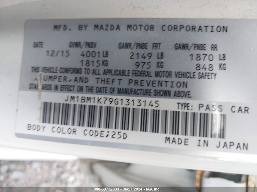 2016 Mazda Mazda3 I Sport VIN: JM1BM1K79G1313145 Lot: 39732833