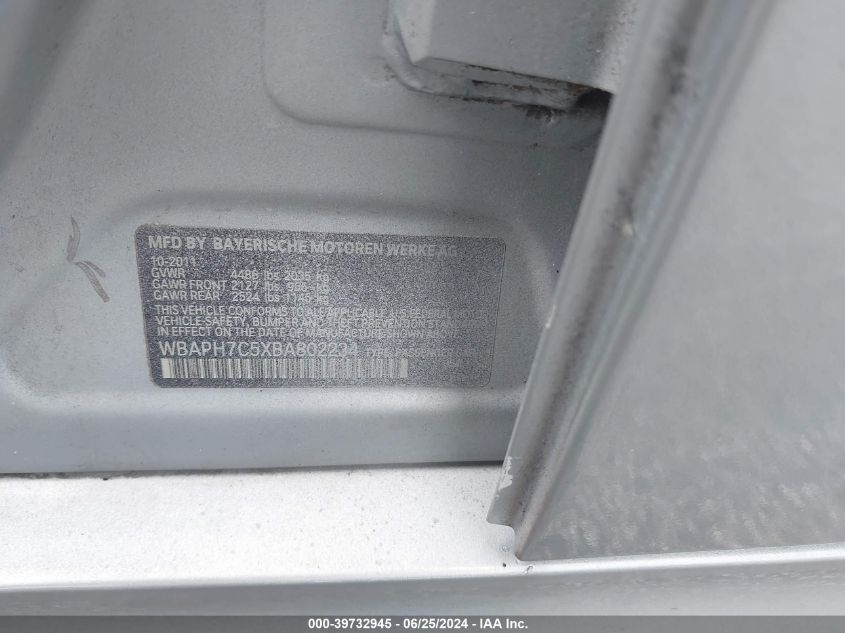 2011 BMW 328I VIN: WBAPH7C5XBA802234 Lot: 39732945