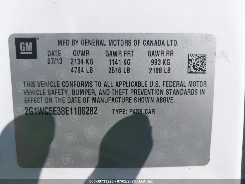 2014 Chevrolet Impala Limited Ltz VIN: 2G1WC5E38E1106282 Lot: 39733226