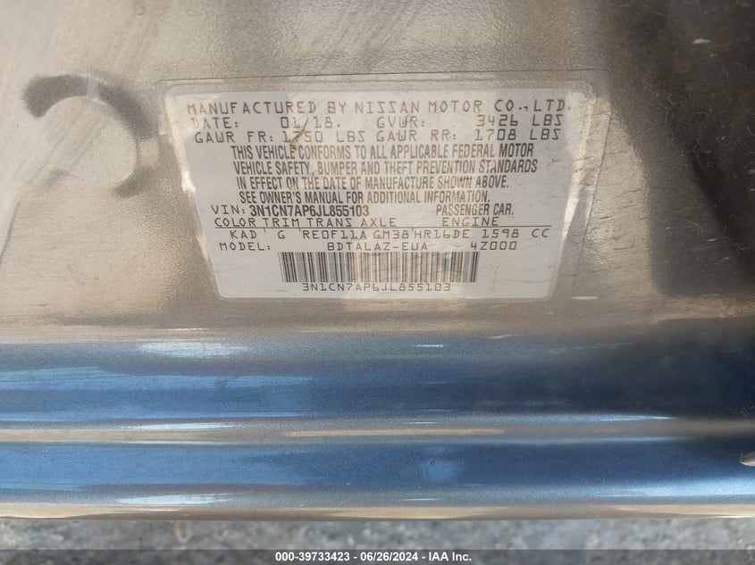 2018 NISSAN VERSA S/S PLUS/SV/SL - 3N1CN7AP6JL855103