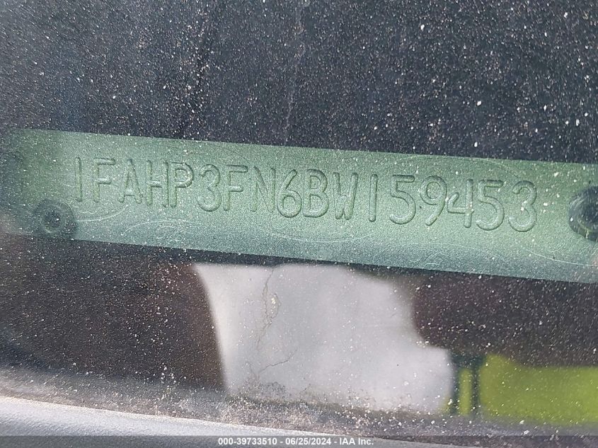 2011 Ford Focus Se VIN: 1FAHP3FN6BW159453 Lot: 39733510