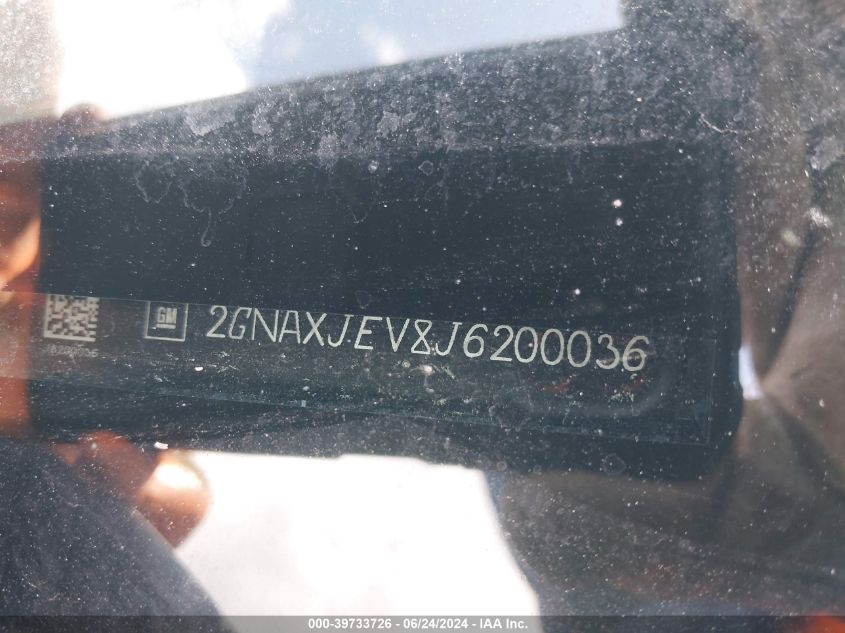 2018 Chevrolet Equinox Lt VIN: 2GNAXJEV8J6200036 Lot: 39733726