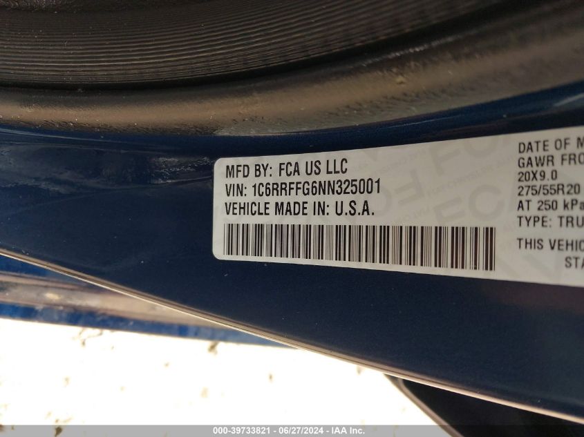 2022 RAM 1500 BIG HORN  4X4 5'7 BOX - 1C6RRFFG6NN325001