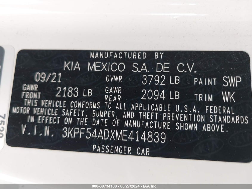 2021 KIA FORTE EX - 3KPF54ADXME414839