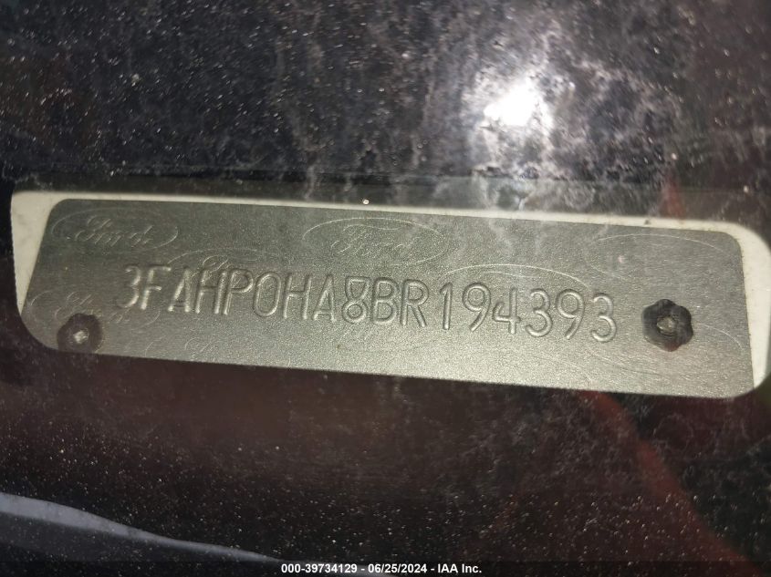 2011 Ford Fusion Se VIN: 3FAHP0HA8BR194393 Lot: 39734129