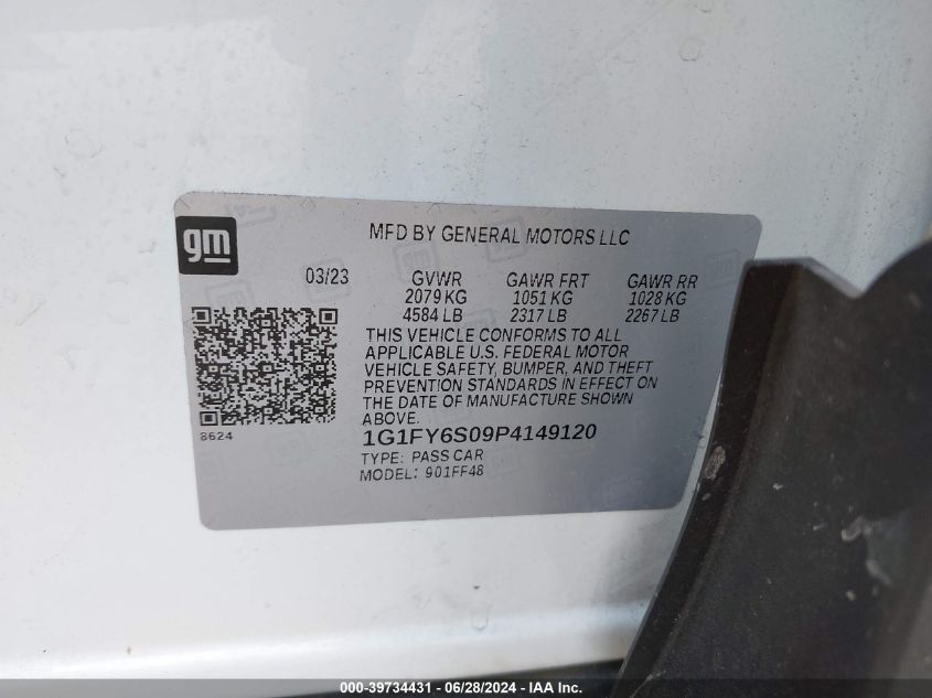 2023 Chevrolet Bolt Euv Fwd Lt VIN: 1G1FY6S09P4149120 Lot: 39734431