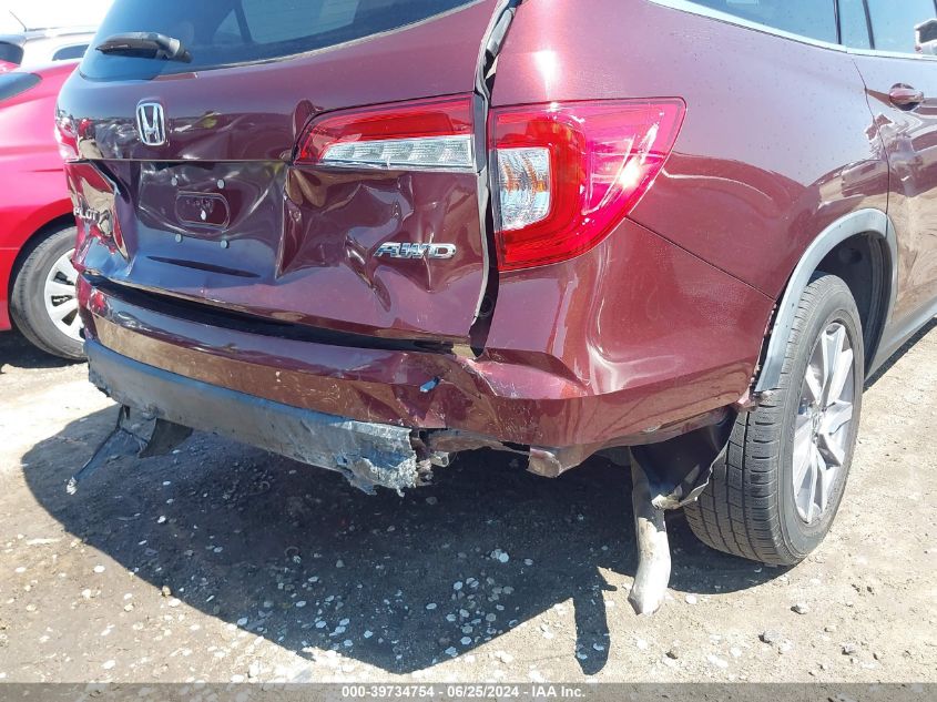 2019 Honda Pilot Ex-L VIN: 5FNYF6H40KB036593 Lot: 39734754