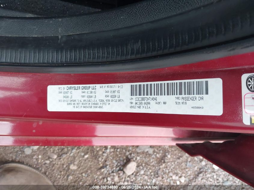 2013 Chrysler 200 Touring VIN: 1C3CCBBB7DN714946 Lot: 39734890