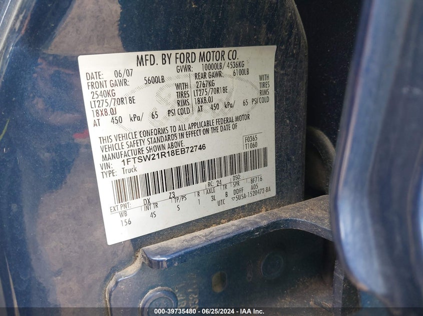 2008 Ford F-250 Fx4/Harley-Davidson/King Ranch/Lariat/Xl/Xlt VIN: 1FTSW21R18EB72746 Lot: 39735480