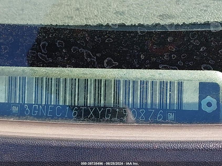 2000 Chevrolet Suburban 1500 Ls VIN: 3GNEC16TXYG190876 Lot: 39735496