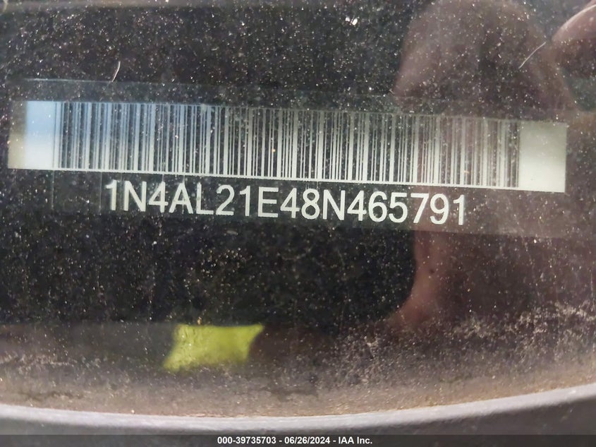 2008 Nissan Altima 2.5 S VIN: 1N4AL21E48N465791 Lot: 39735703