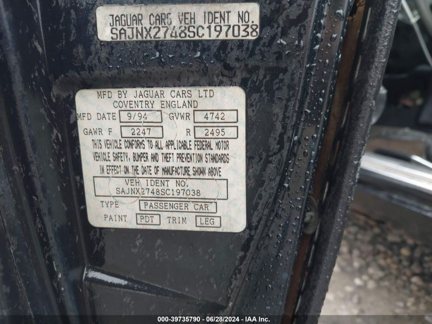 1995 Jaguar Xjs 2+2 VIN: SAJNX2748SC197038 Lot: 39735790