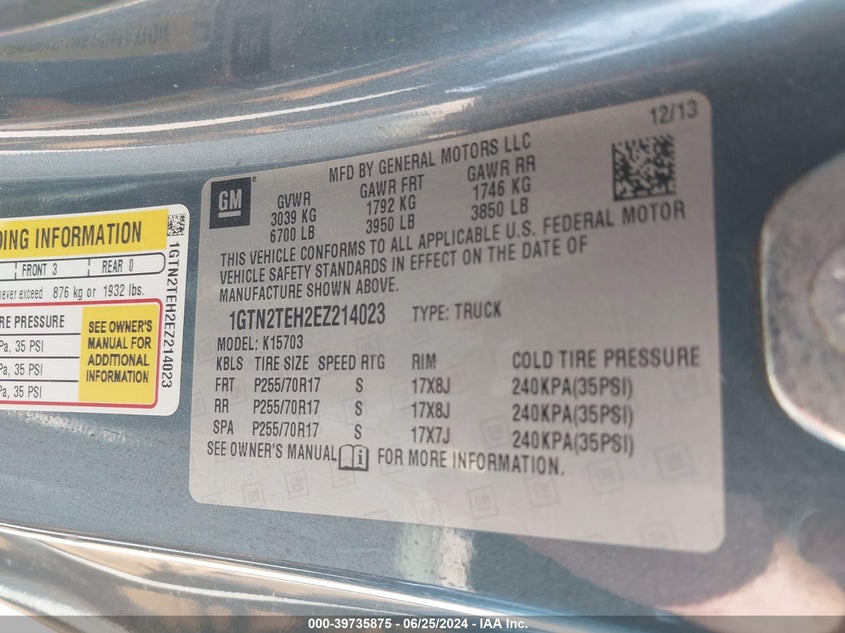 2014 GMC SIERRA 1500 - 1GTN2TEH2EZ214023