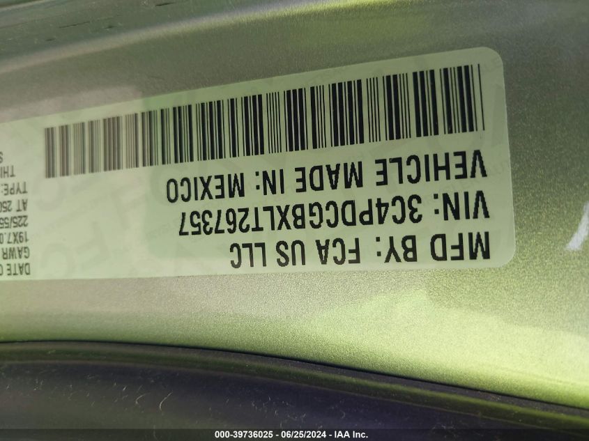 2020 Dodge Journey Crossroad VIN: 3C4PDCGBXLT267357 Lot: 39736025