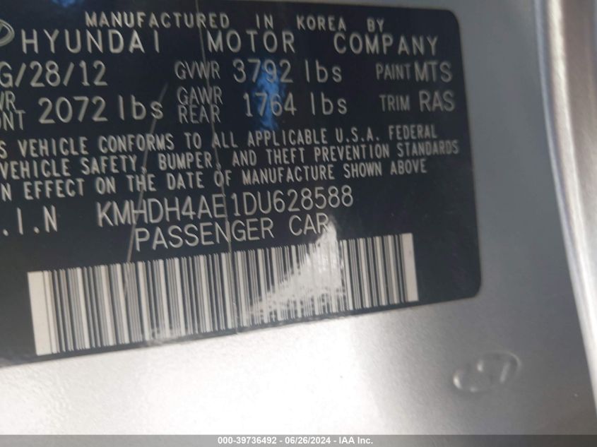 KMHDH4AE1DU6285 2013 Hyundai Elantra Gls/Limited